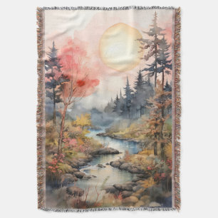 Aquarellfarben Herbstlandschaft Decke