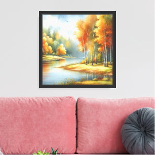 Aquarellfarben Herbstlandschaft Leinwanddruck