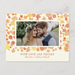 Aquarellfarben Herbstleaves Foto Danke Postcard Postkarte