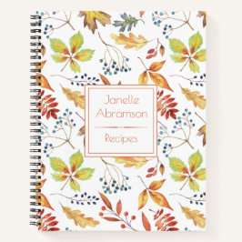Aquarellfarben Herbstleaves Rezept-Notebook | Notizbuch