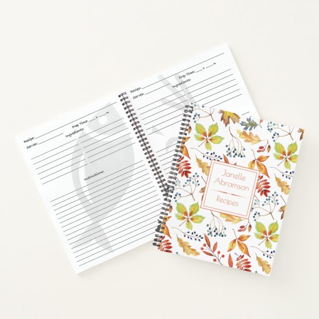 Aquarellfarben Herbstleaves Rezept-Notebook | Notizbuch (Innenseite)