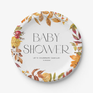 Aquarellfarben Herbstleaves Wreath Fall Babydusche Pappteller
