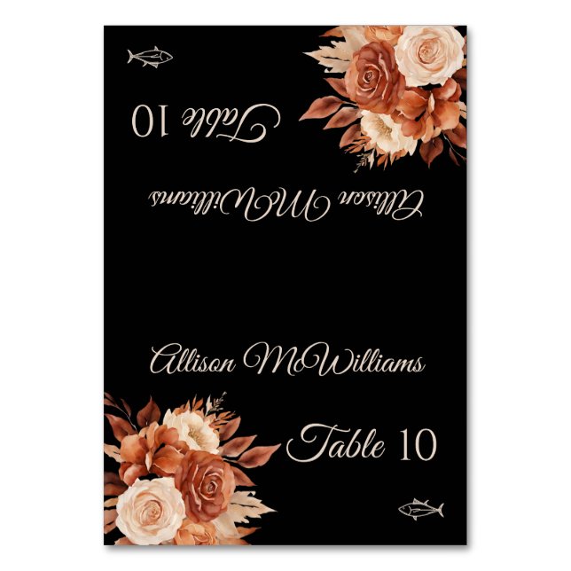 Aquarellfarben Herbstliche Elegance Tischnummer (Vorderseite)