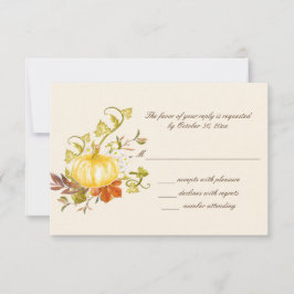 Aquarellfarben Herbstpumpen und Blätter Hochzeit RSVP Karte