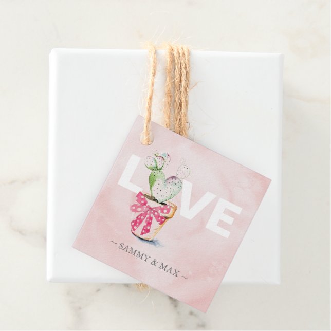 Aquarellfarben Herzkaktus Liebe Liebesmarken Geschenkanhänger (Beispiel)