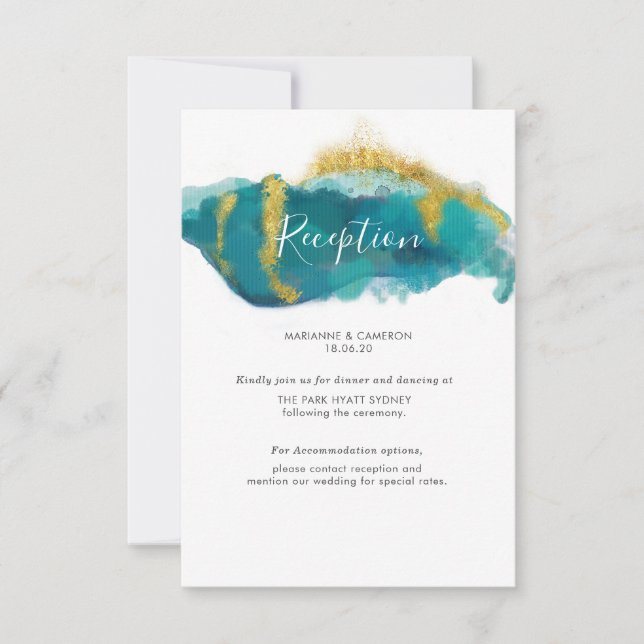 Aquarellfarben Hochzeitsempfang RSVP Karte (Vorderseite)