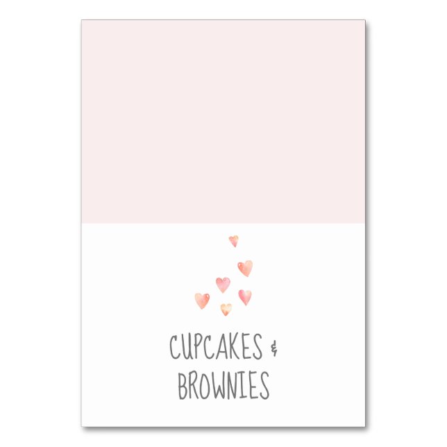 Aquarellfarben Hört Babydusche Büffet Lebensmittel Tischnummer (Vorderseite)