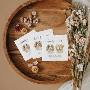 Aquarellfarben Hunde Unterschrift Drinks Hochzeite Serviette