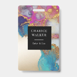 Aquarellfarben Imitate Goldfolie Salon Monogramm N Ausweis