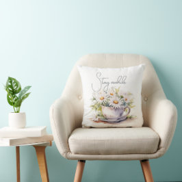 Aquarellfarben in Kaffeebechern mit Text Kissen