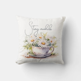 Aquarellfarben in Kaffeebechern mit Text Kissen