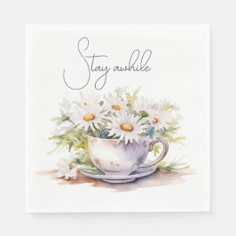 Aquarellfarben in Kaffeebechern mit Text Serviette