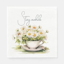 Aquarellfarben in Kaffeebechern mit Text Serviette