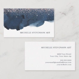 Aquarellfarben Indigo Abstrakter Glitzer Kunstvoll Visitenkarte