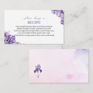 Aquarellfarben Iris Lilac Blume Rezeptionskarte Begleitkarte