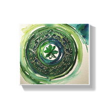 Aquarellfarben Kleeblatt Celtic Knot Canvas Print