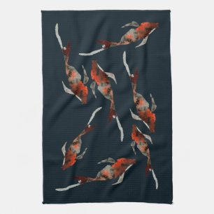 Aquarellfarben-Koi-Aquariendarstellung Geschirrtuch