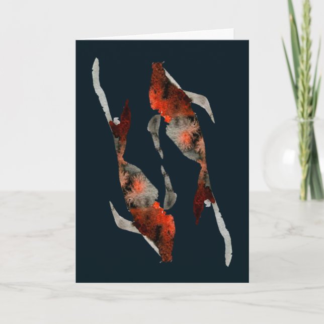 Aquarellfarben-Koi-Aquariendarstellung Karte (Vorderseite)
