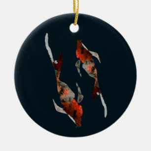 Aquarellfarben-Koi-Aquariendarstellung Keramik Ornament