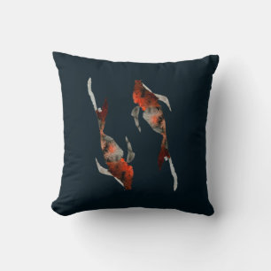 Aquarellfarben-Koi-Aquariendarstellung Kissen
