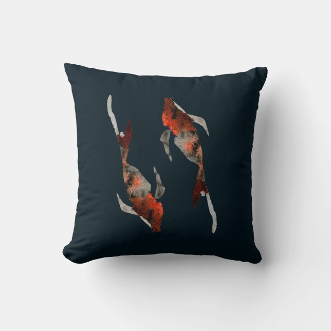 Aquarellfarben-Koi-Aquariendarstellung Kissen (Vorderseite)