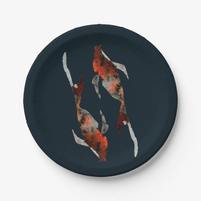 Aquarellfarben-Koi-Aquariendarstellung Pappteller (Vorderseite)