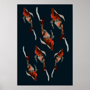 Aquarellfarben-Koi-Aquariendarstellung Poster