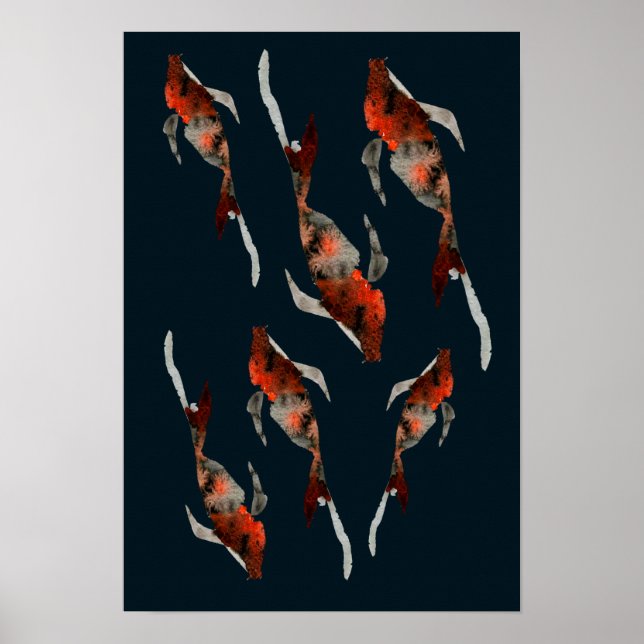 Aquarellfarben-Koi-Aquariendarstellung Poster (Vorne)