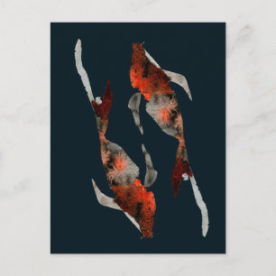 Aquarellfarben-Koi-Aquariendarstellung Postkarte