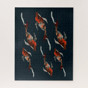Aquarellfarben-Koi-Aquariendarstellung Puzzle