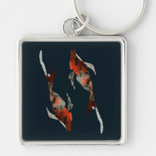 Aquarellfarben-Koi-Aquariendarstellung Schlüsselanhänger
