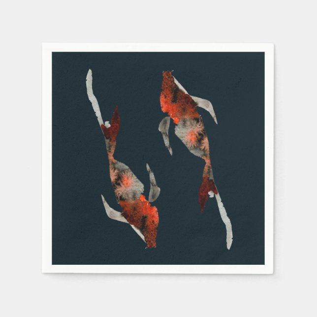 Aquarellfarben-Koi-Aquariendarstellung Serviette (Vorderseite)