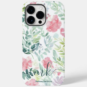 Aquarellfarben Korallenrosa Abstrakte Blume Monogr Case-Mate iPhone 14 Pro Max Hülle