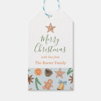 Aquarellfarben-Lebkuchen und Glocken Geschenkanhänger