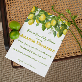 Aquarellfarben Lemon & Blume Gelb Weißer Babydusch Einladung