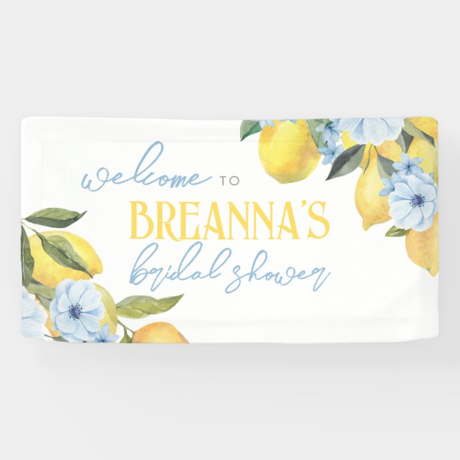 Aquarellfarben Lemon & Blume Vinyl Begrüßungsbanne Banner (Horizontal)