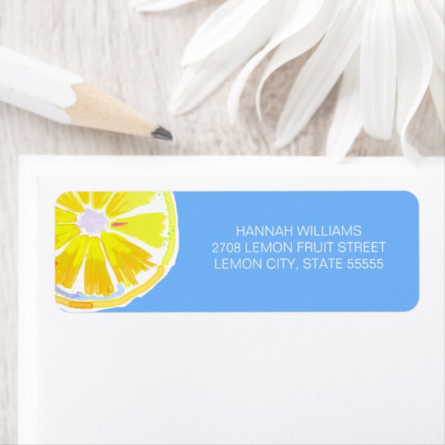 Aquarellfarben Lemon Slices Blue Background (Insitu)