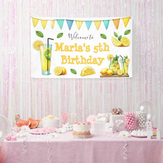 Aquarellfarben Lemonade Kindergeburtstag Party Banner (Party)
