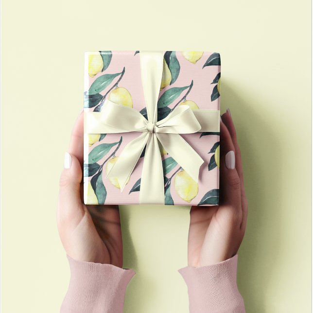 Aquarellfarben Lemonen und Blätter Gelb Nahtloses  Geschenkpapier (Von Creator hochgeladen)