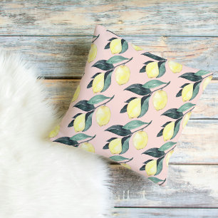 Aquarellfarben Lemonen und Blätter Gelb Nahtloses  Kissen