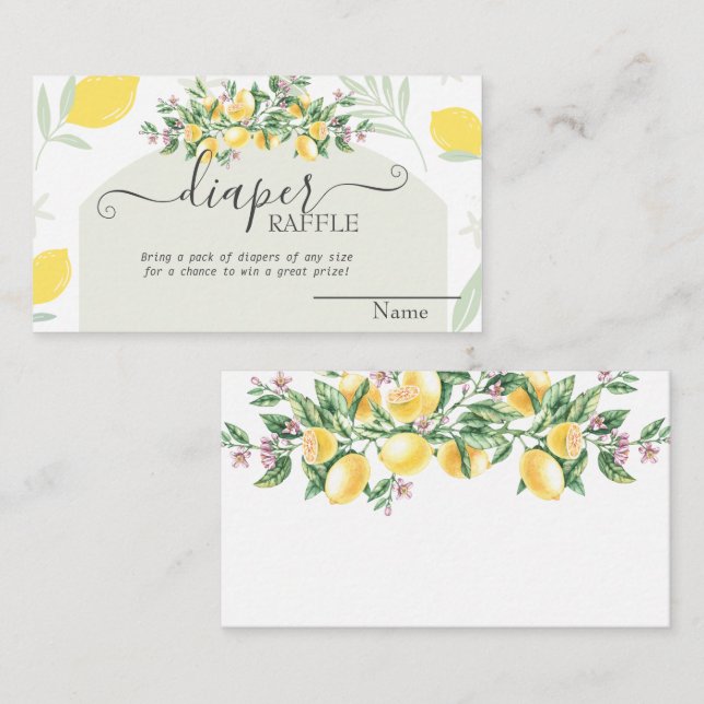 Aquarellfarben Lemons Frame Baby Dusche Begleitkarte (Vorne/Hinten)