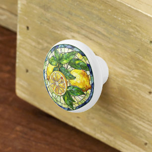 Aquarellfarben Lemons gestanztes Glas Gelb Grün Bl Keramikknauf
