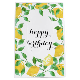 Aquarellfarben Lemons Mittlere Geschenktasche Geschenktüte