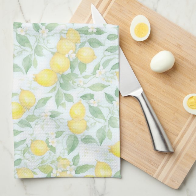 Aquarellfarben Lemons Muster Soft Pastell Lemon Geschirrtuch (Viertel Falte)