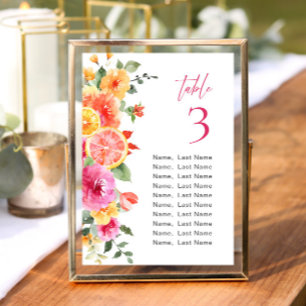 Aquarellfarben, leuchtend, Citrus Blume Sitzkarte Einladung
