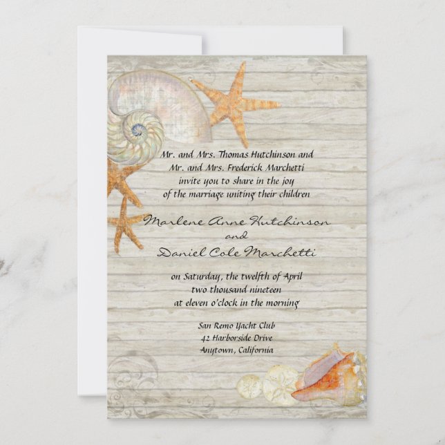 Aquarellfarben Leuchtturm Muscheln Beach Hütte Hoc Einladung (Vorderseite)