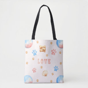 Aquarellfarben-"LIEBE"-Design mit Hundepaw-Drucken
