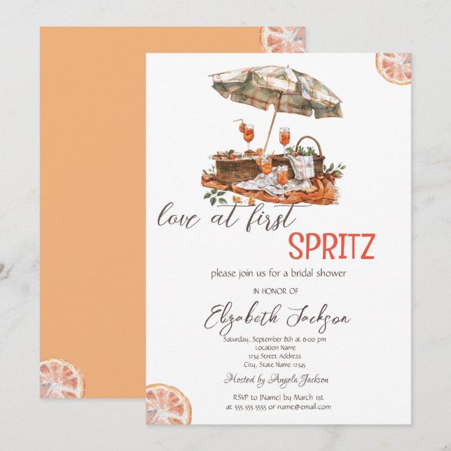 Aquarellfarben-Liebe von First Spritz Picnic Einladung (Vorne/Hinten)