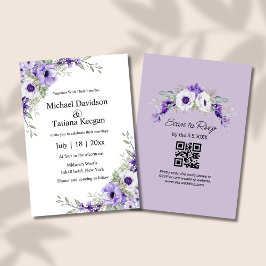 Aquarellfarben lila florale qr Code uAwg Hochzeit Einladung