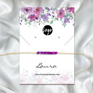 Aquarellfarben Lila Florals Ohrdarstellung Visitenkarte